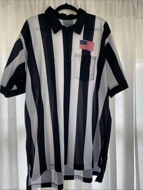 Smitty Black & White 1/4 zip Referee-Style Polo Shirt